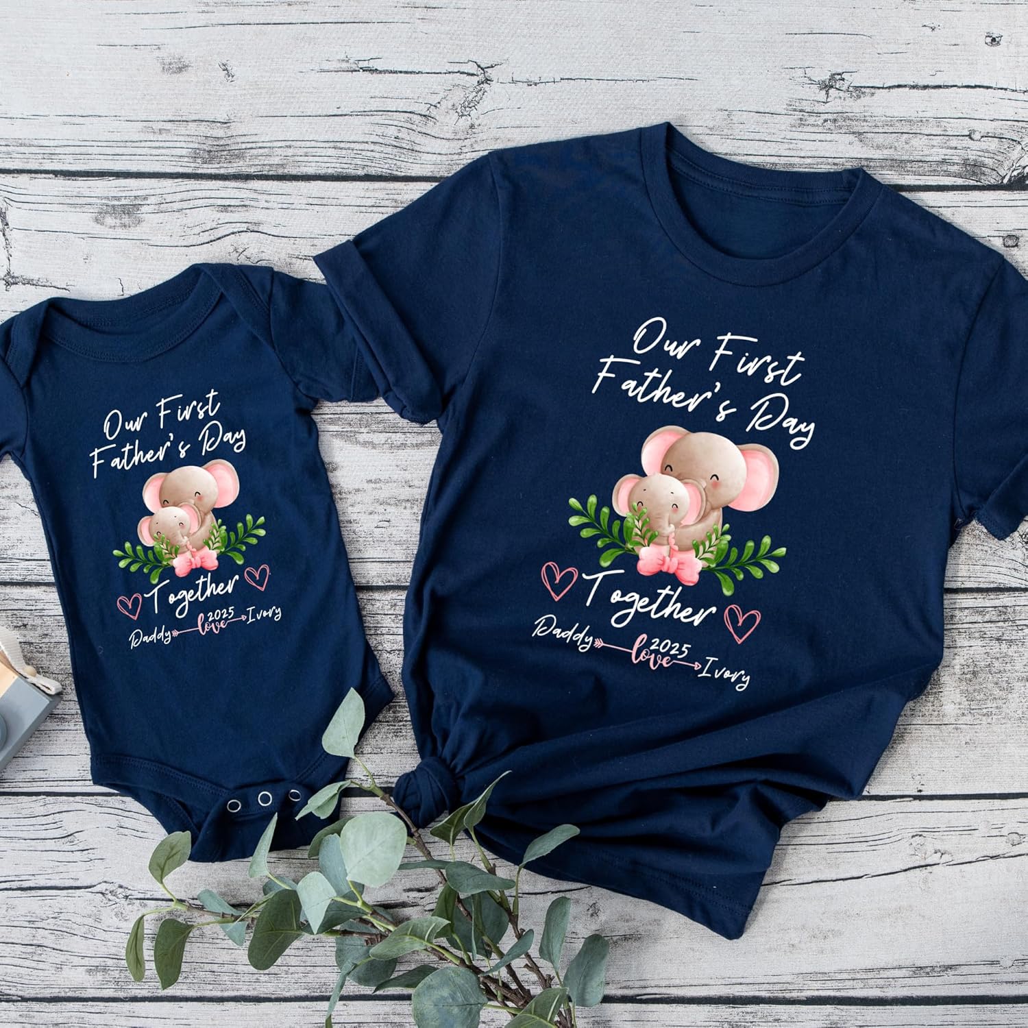 Our First Fathers Day Personalized Matching Shirts Set